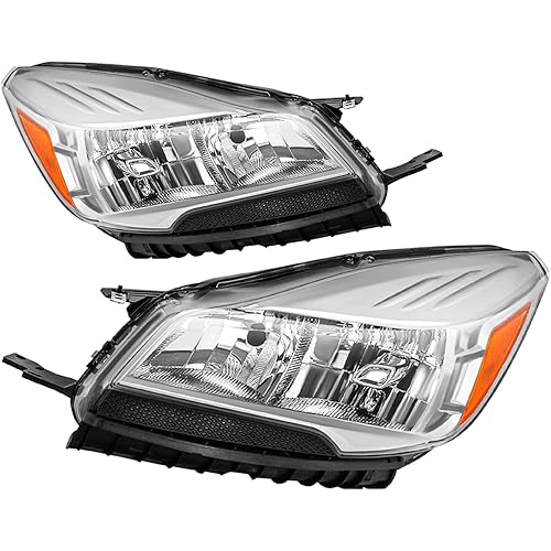 JSBOYAT Halogen Headlight Assembly for 2013-2016 Ford Escape OEM Headlamp Replacement Left Driver & Right Passenger Side (Chrome Housing with Amber Reflector)