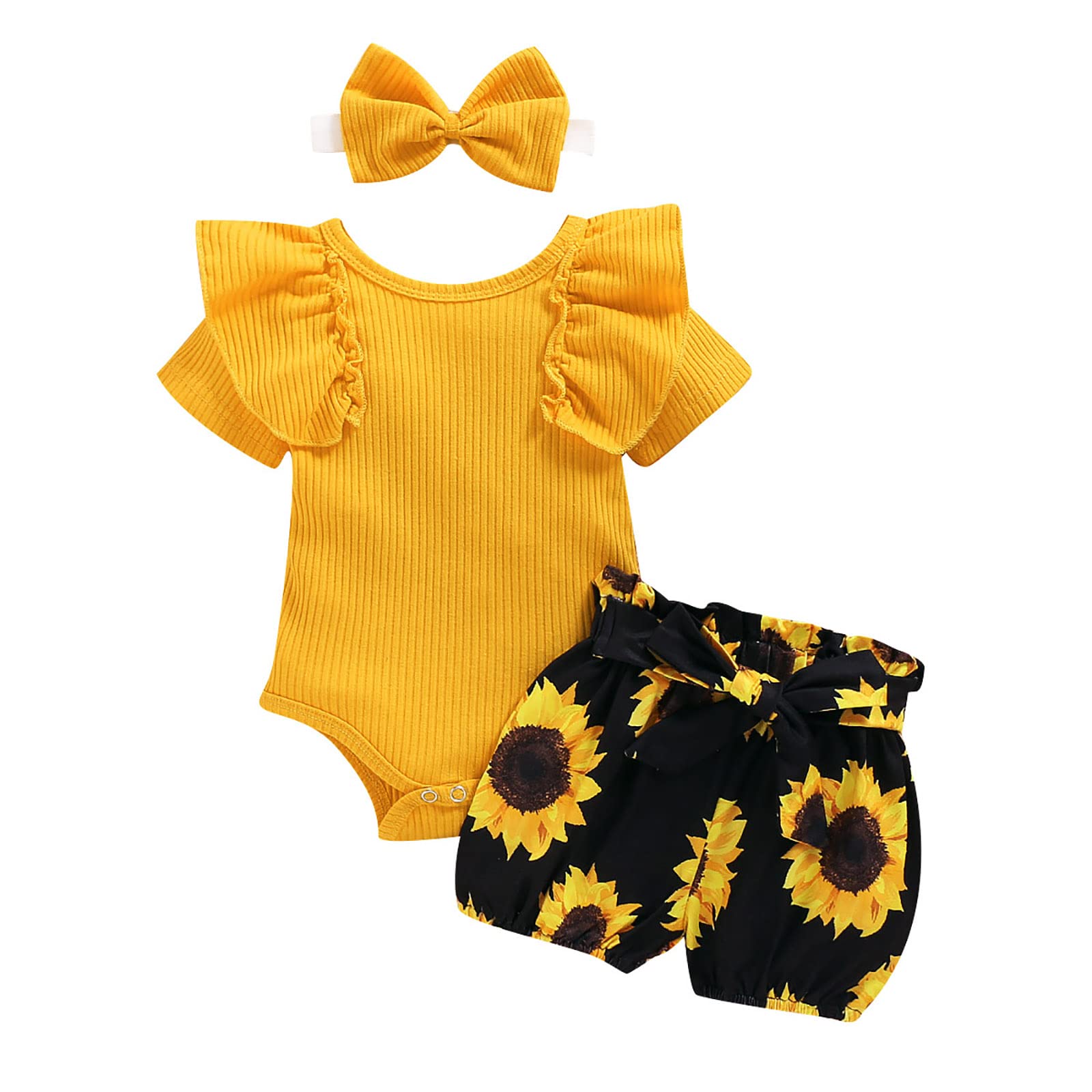 Newborn Baby Girl Clothes Infant Outifts Ruffle Romper Pants Set Cute Baby Girl's Clothing