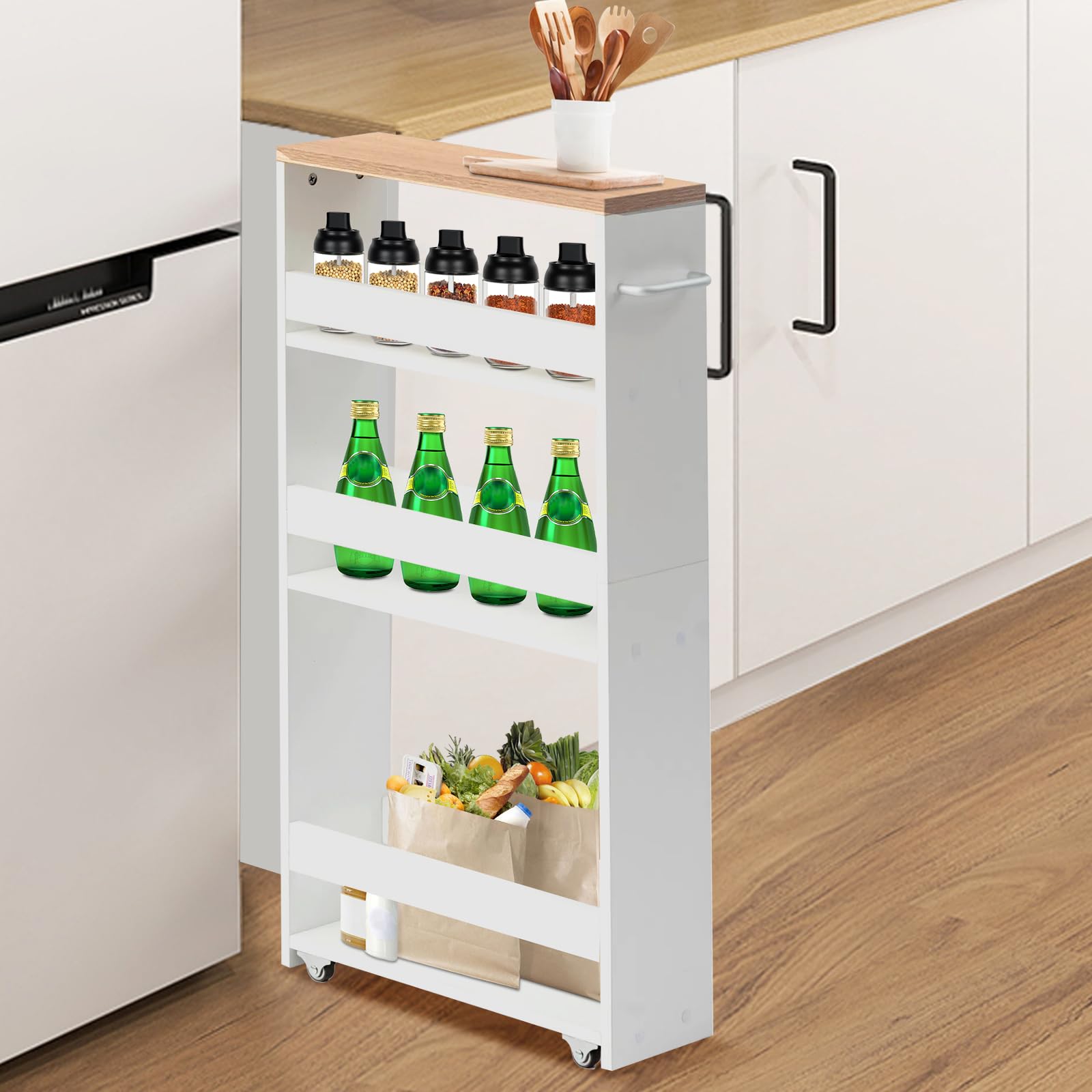 Amazon.co.jp: EGGREE 隙間収納 14cm キッチンワゴン スリム 3段