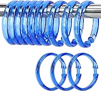 Vista 16 de Anillos de cortina de ducha de plástico de alta calidad, ganchos para cortina de ducha deslizantes en barras de ducha estándar, cierre fácil a negro