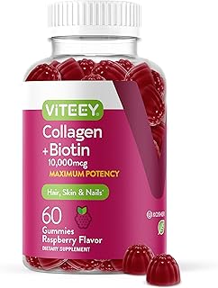 Viteey Collagen Gummies with Biotin Gummies for Hair Skin and Nails Vitamins - Biotin and Collagen Supplements for Women & Men - Vegan, Gluten-Free – 60 Count