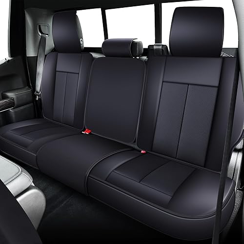Miniatura 6 de OASIS AUTO Fundas de asiento para Chevy Silverado y GMC Sierra 2007-2025 de cuero de ajuste personalizado para camión, 1500-3500HD Crew Double