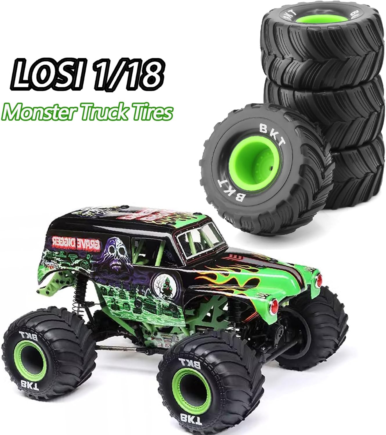 4PCS 1/16 RC Monster Truck Tires 100mm/3.94in RC Buggy Tires 12mm Hex Wheel and Tires Fit for 1/12 1/14 1/16 RC Off Road Monster Truck TRAXXAS E-REVO Tamiya Losi