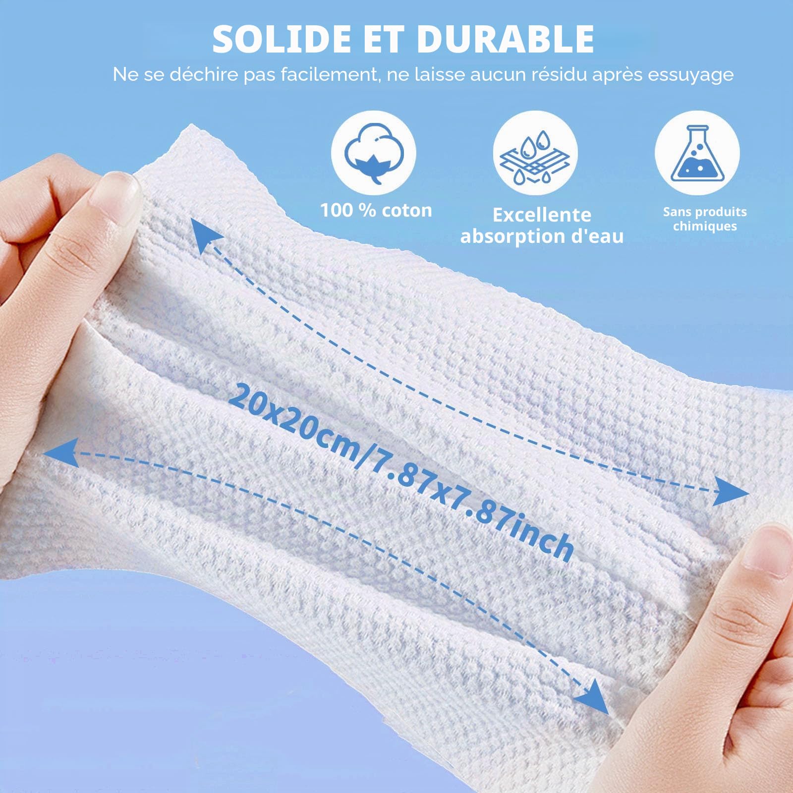 Lot de 4 paquets de 100 lingettes sèches en coton jetables pour le visage en profondeur, multi-usages pour les soins de la peau et le maquillage