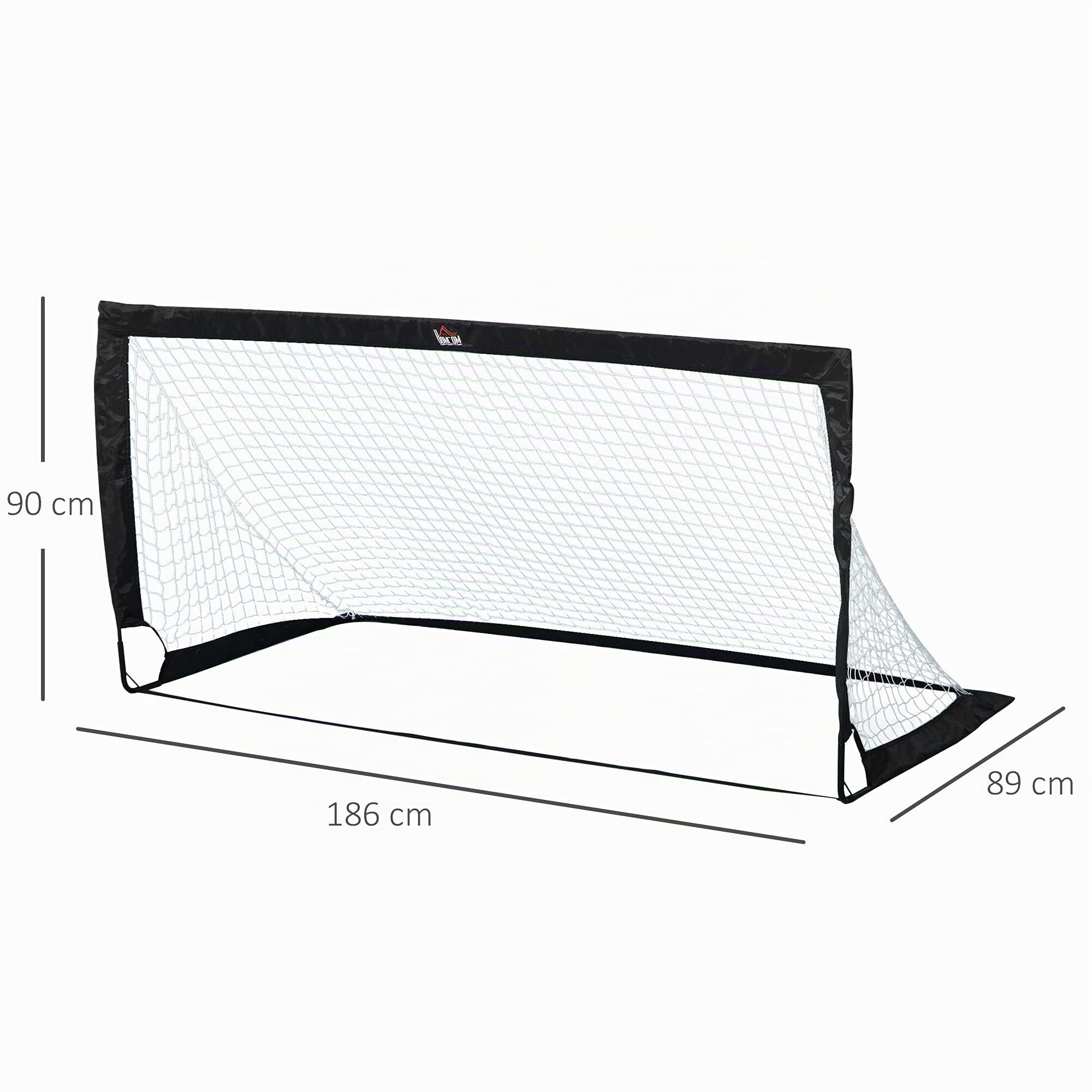 HOMCOM Set di 2 porte da calcio, pieghevoli, 183 x 90 x 90 cm, resistente alle intemperie, con borsa per il trasporto, per adulti, per il tempo libero, il giardino, l'allenamento