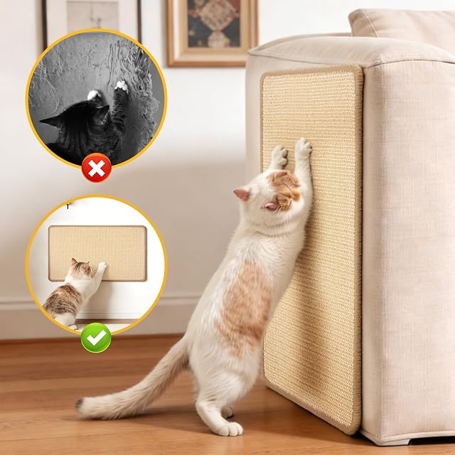 Foto 5 de 7 de DONWEI Alfombrilla Rascador Gatos, 50x30CM Sisal Autoadhesivo Protector
