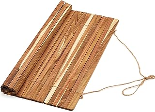 Maxdot 20.5 x 16 Wooden Roll up Dish Drying Rack, Kitchen Over Sink Dish Drying Rack for Dishes, Plates, Bowls, Wooden Cover Counter Space, Waterproof Crack Resistant Drainer, Kitchen Supplies