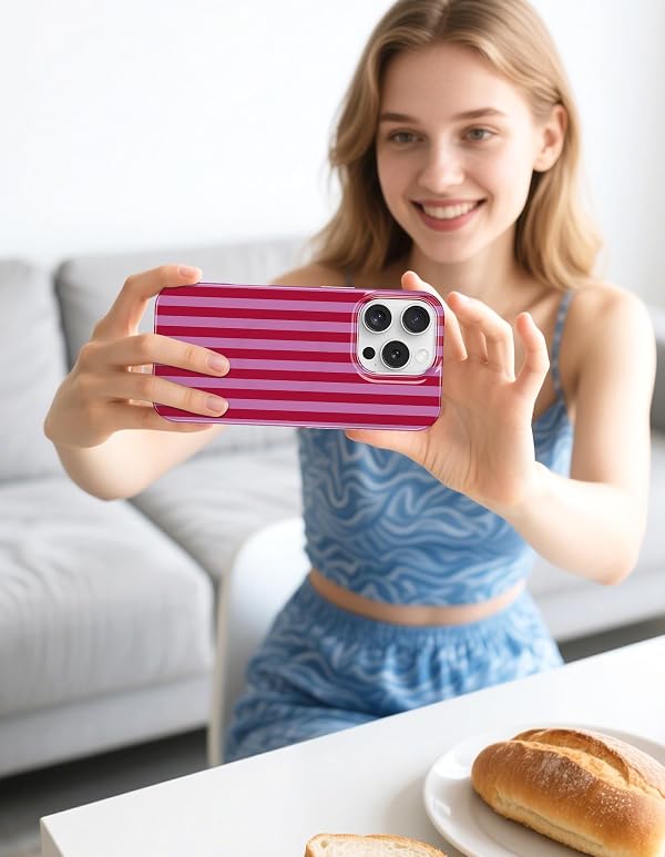 Aitipy Magnetic Case for iPhone 13 Pro [Compatible with MagSafe] Cute Striped Pattern Aesthetic Design Soft Slim TPU Protective Phone Cover for Women Men Girls Boys - Red by Aitipy - Used condition - Image 7