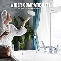 Vista 5 de Grifo de llenado de bañera romana en cascada, relleno de bañera de montaje en cubierta con boquilla giratoria de 360°, grifo de bañera de baño de 3