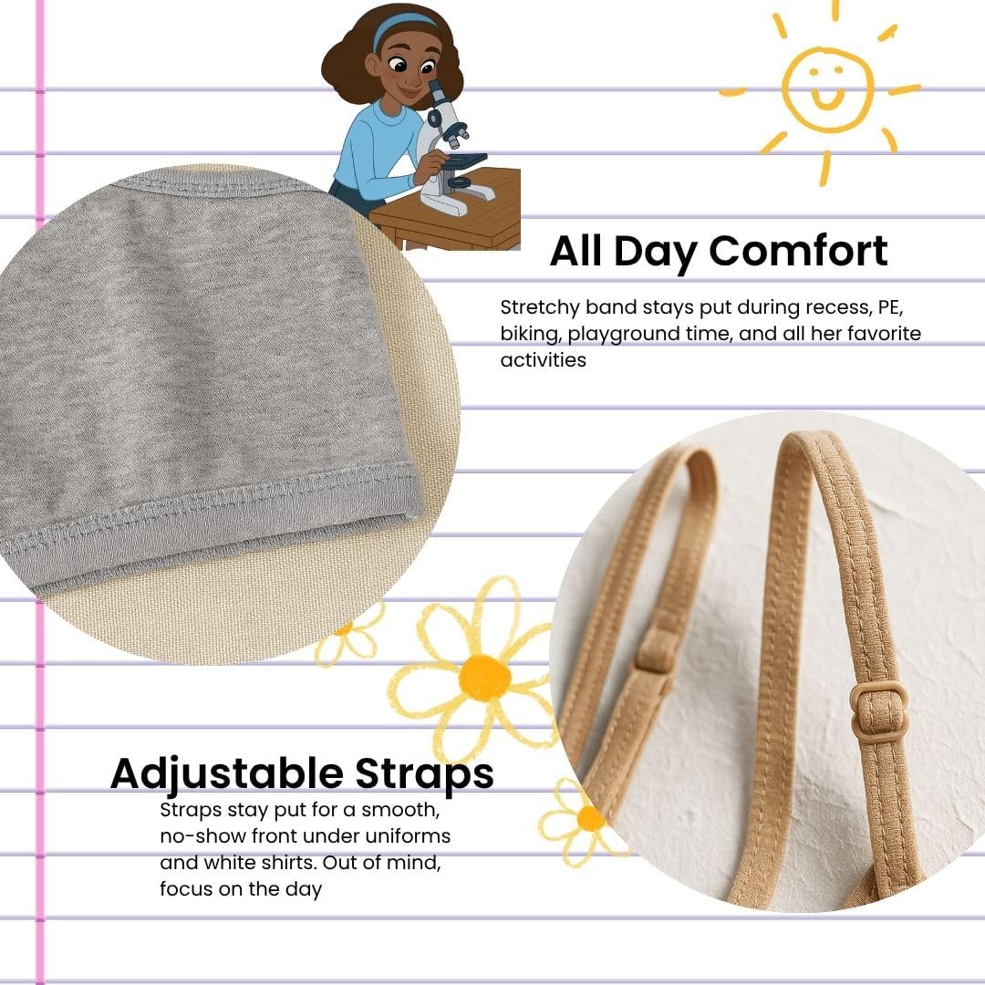 Popular Cotton Girls Training Bra - Crop Cami Training Bras for Girls with Adjustable Straps. Cotton Bra Pack. - Image 5