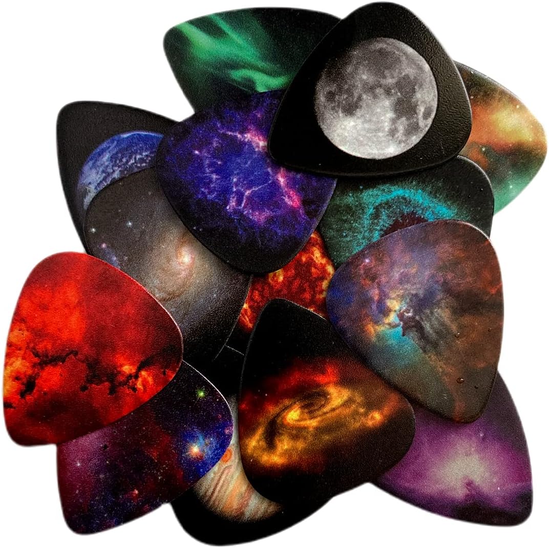 14-Pack Universe .71mm Medium Guitar Picks with Pick Holders & Tin Case image 5