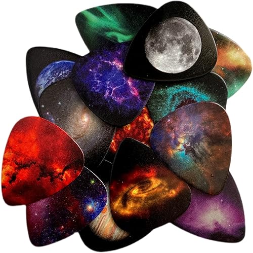 Vista 19 de Paquete de 14 Púas de guitarra medianas de Van Gogh Picasso Starry Night de 0.028 in, únicas con soporte para púas de guitarra (color aleatorio)