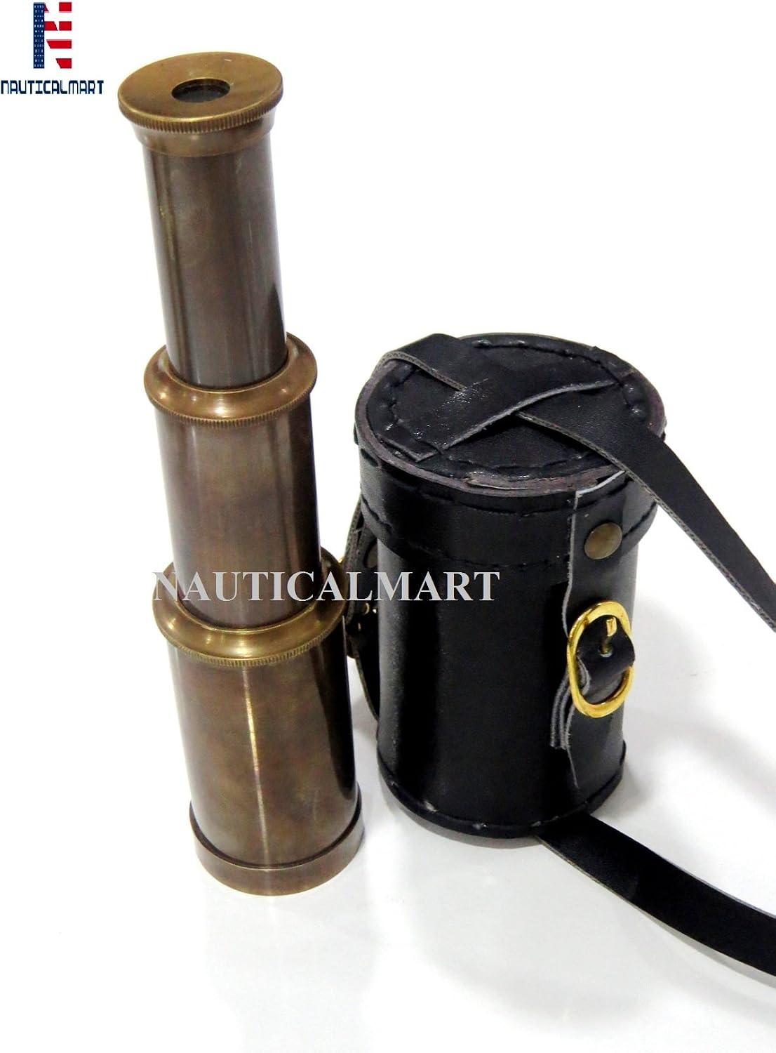NauticalMart Brass Telescope 6" W/Leather Case (Antique Telescope)
