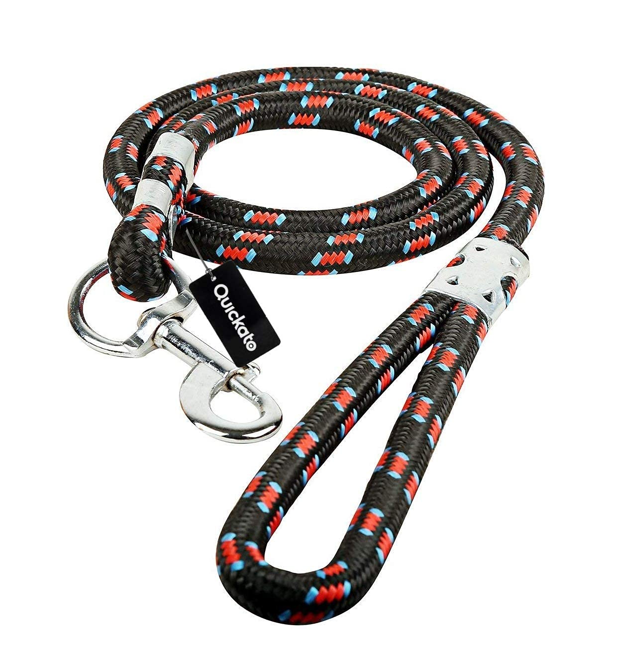 Quickato Stylish Nylon Black Rope Dog Cord Training Leash for Large