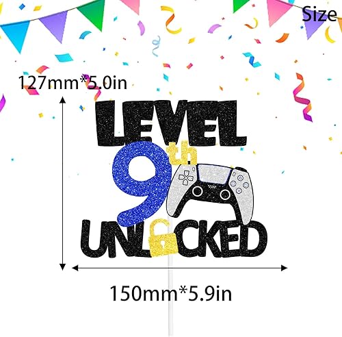 Miniatura 2 de Decoración para pastel de cumpleaños número 9 para adolescentes, fiesta de cumpleaños nocturna de videojuegos para niños o niñas, fiesta de
