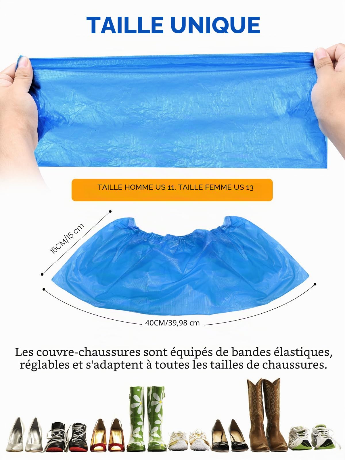 Surchaussures Jetables Plastique: TOOSOFt Lot de 300 Sur Chaussure Jetable bleus CPE(150 paires) - Couvre Chaussure Impermeable Piscine - Protège-Chaussures Antidérapant Durable.