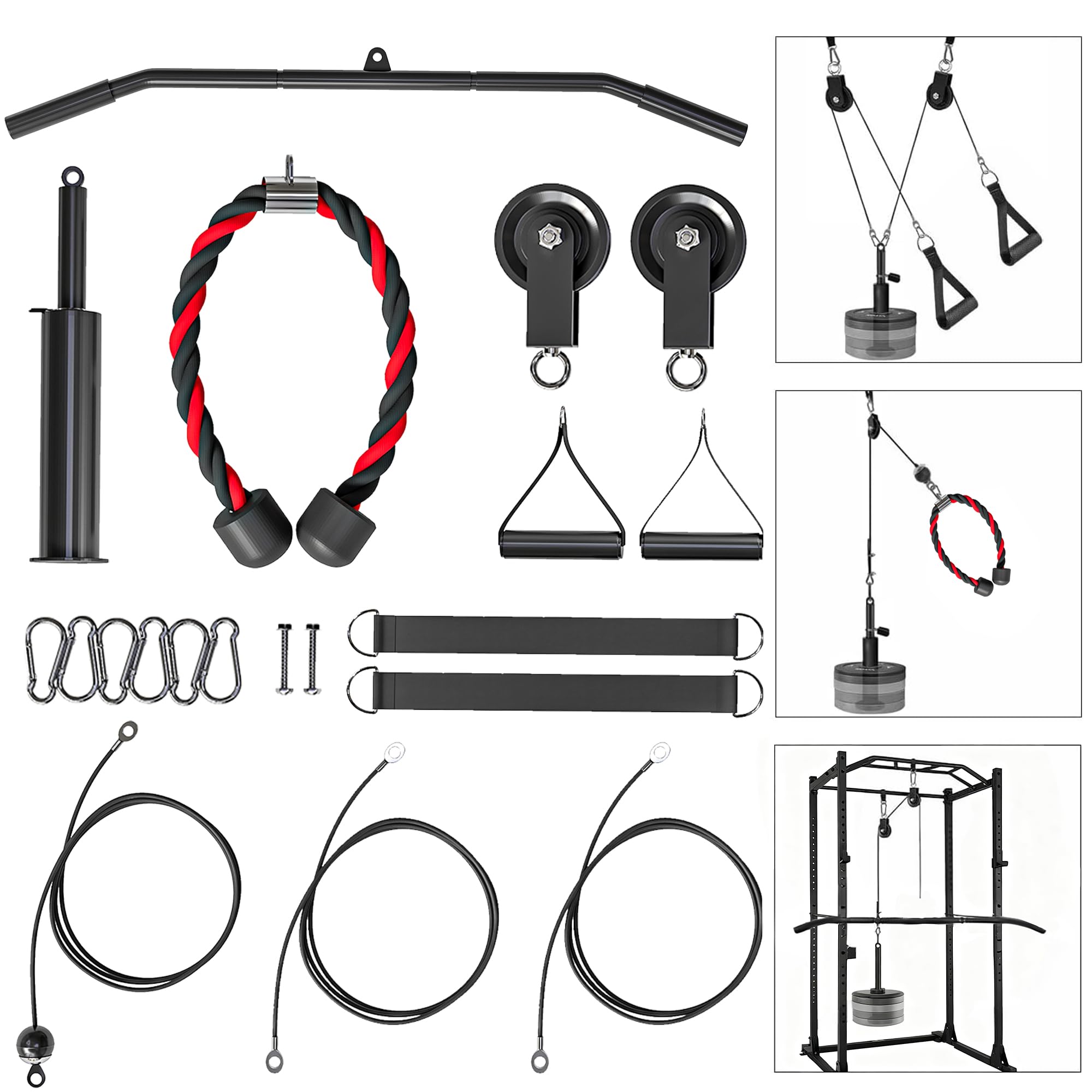 SPORTNOW Poulie Musculation Maison, Poulie Haute et Basse LAT Pulldown | Cable Machine Musculation, Entraînement des Bras, Exercices de Flexion des Biceps, des Triceps et des Bras