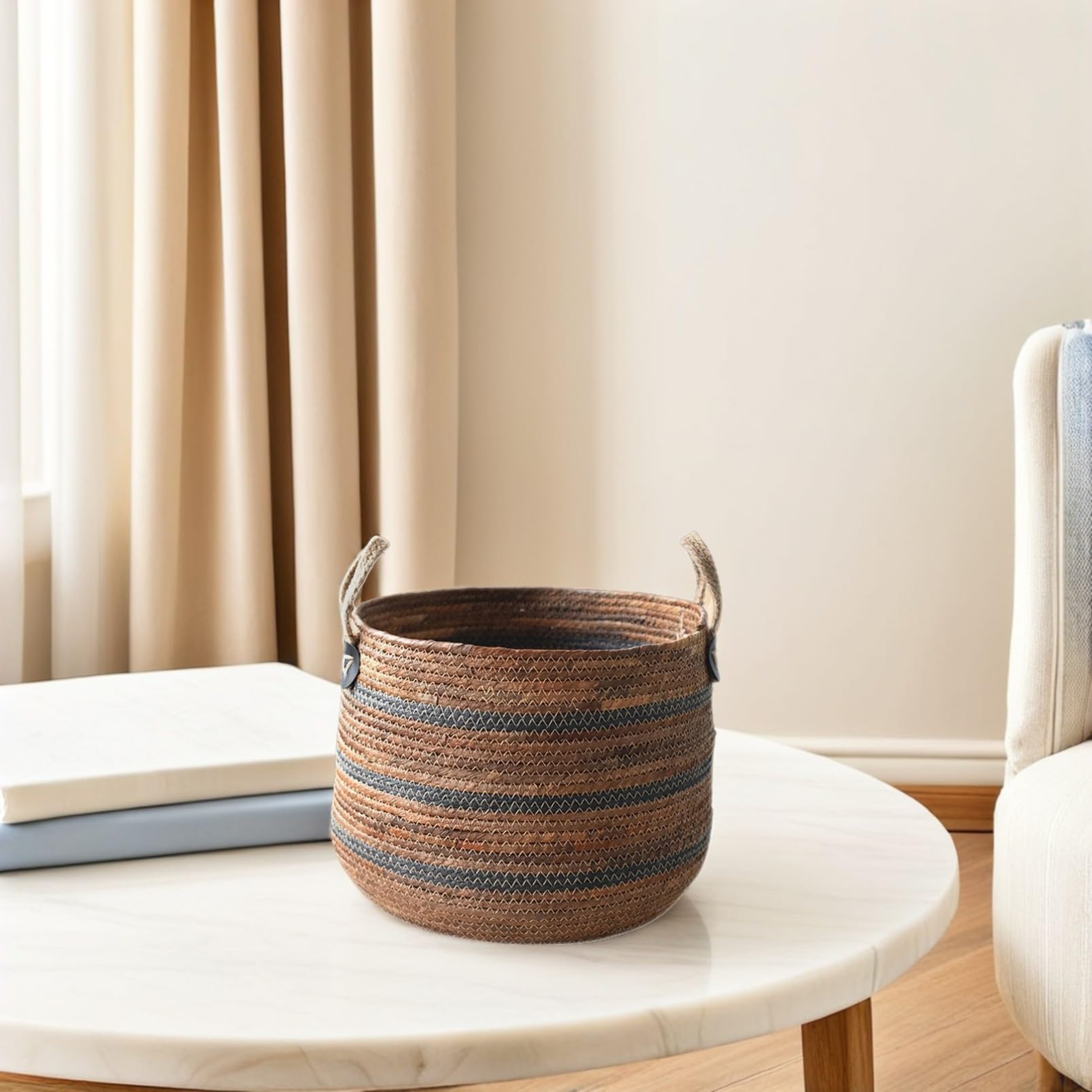 Cesta de Almacenamiento Tejida de Paja Rústica para Ropa Sucia Gran Capacidad y Diseño Práctico para Organizar Juguetes y Ropa Hogar