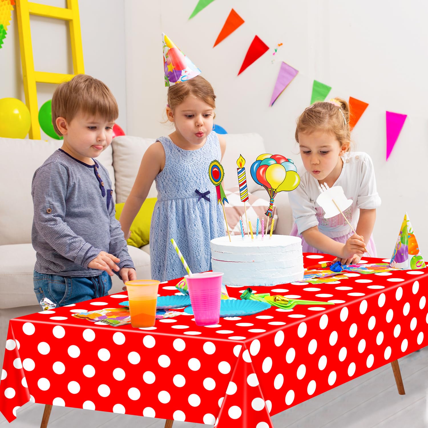 4 pezzi tovaglia monouso punto ondulato pois bianchi su sfondo rosso tovaglia rettangolare impermeabile festa punto ondulato tovaglia per bambini picnic ragazze compleanno decorazioni 130 x 220 cm