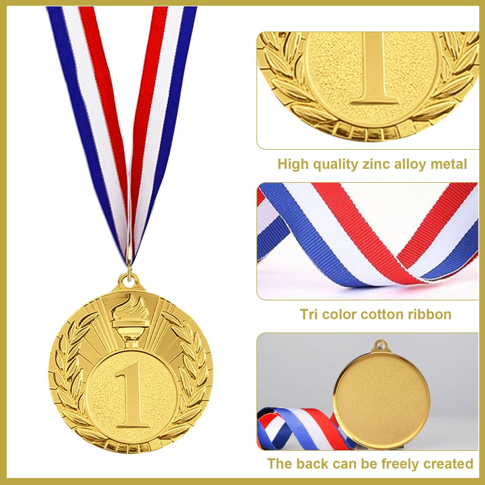 12 Pezzi Medaglie Bambini Metallo Medaglie Premiazioni Medaglia Oro Argento Bronzo Vincitore Medaglia con Nastri medaglie per Bambini Adulti Feste Sport Scolastico Concorsi Calcio (5 cm)