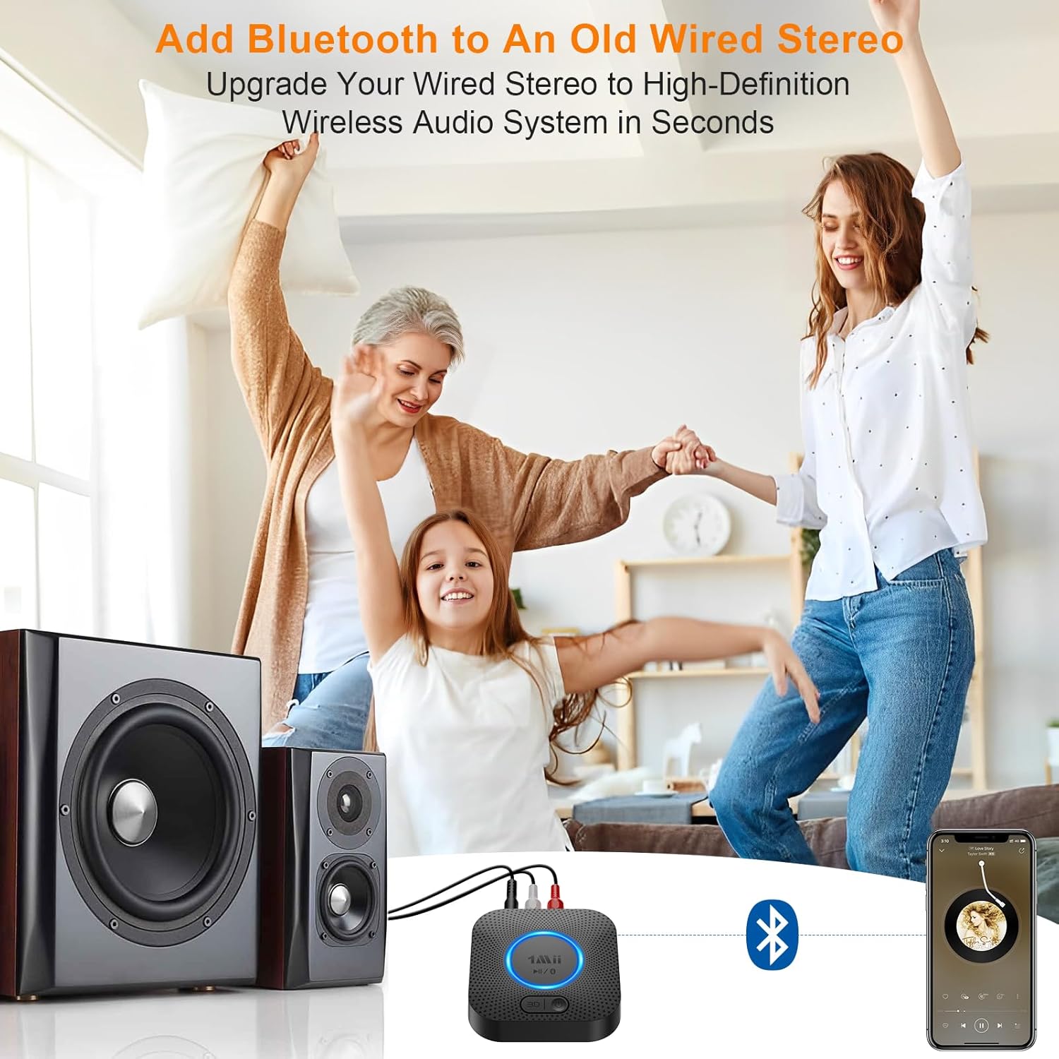 1Mii B06+ Bluetooth Receiver, Hi-Fi Wireless Audio Adapter, Bluetooth 5.3 Receiver with 3D Surround aptX HD aptX Low Latency for Home Music Streaming Stereo System - Image 3