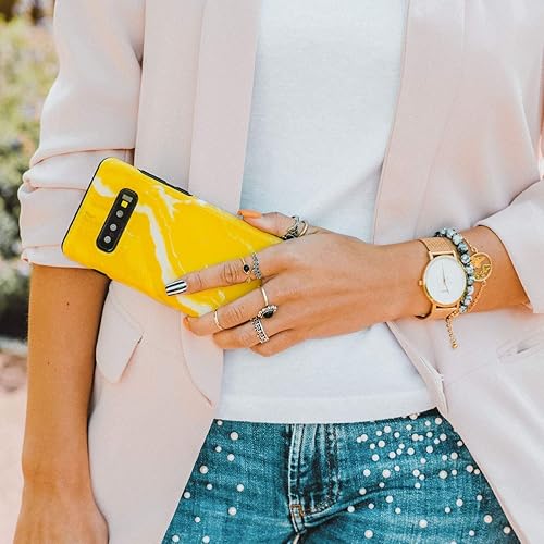 Miniatura 6 de BURGA Funda para teléfono compatible con Samsung Galaxy Note 9, diseño de mármol amarillo neón, piedra cítrica, vibraciones de verano, bonita funda