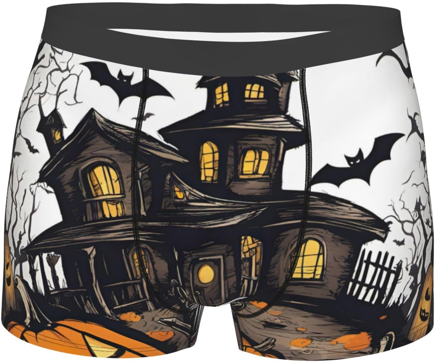 Happy-Halloween-Vector Print Boxers For Menâ€“full Print Mens Underwear Boxer Briefs,Comfortable Boxers For Men