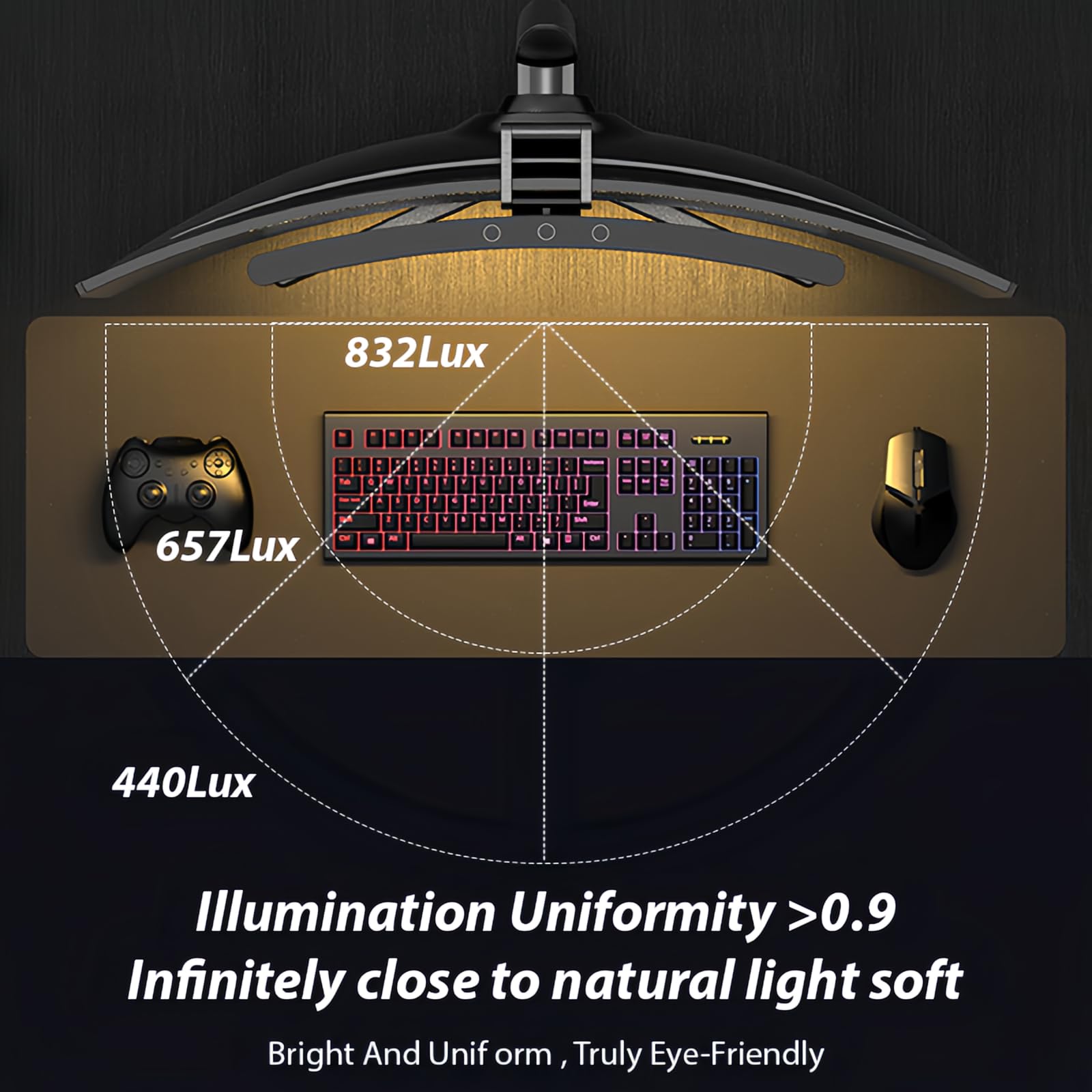Quntis 51CM Lampe Écran PC RGB Avec Télécommande - Barre Lumineuse Gaming 88+32 LED USB