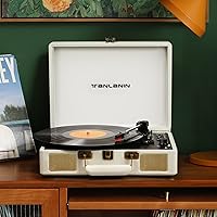 Vista 9 de Tocadiscos portátil de maleta USB con Bluetooth vintage de 3 velocidades con altavoces integrados, sonido de audio de vinilo mejorado, incluye lápiz