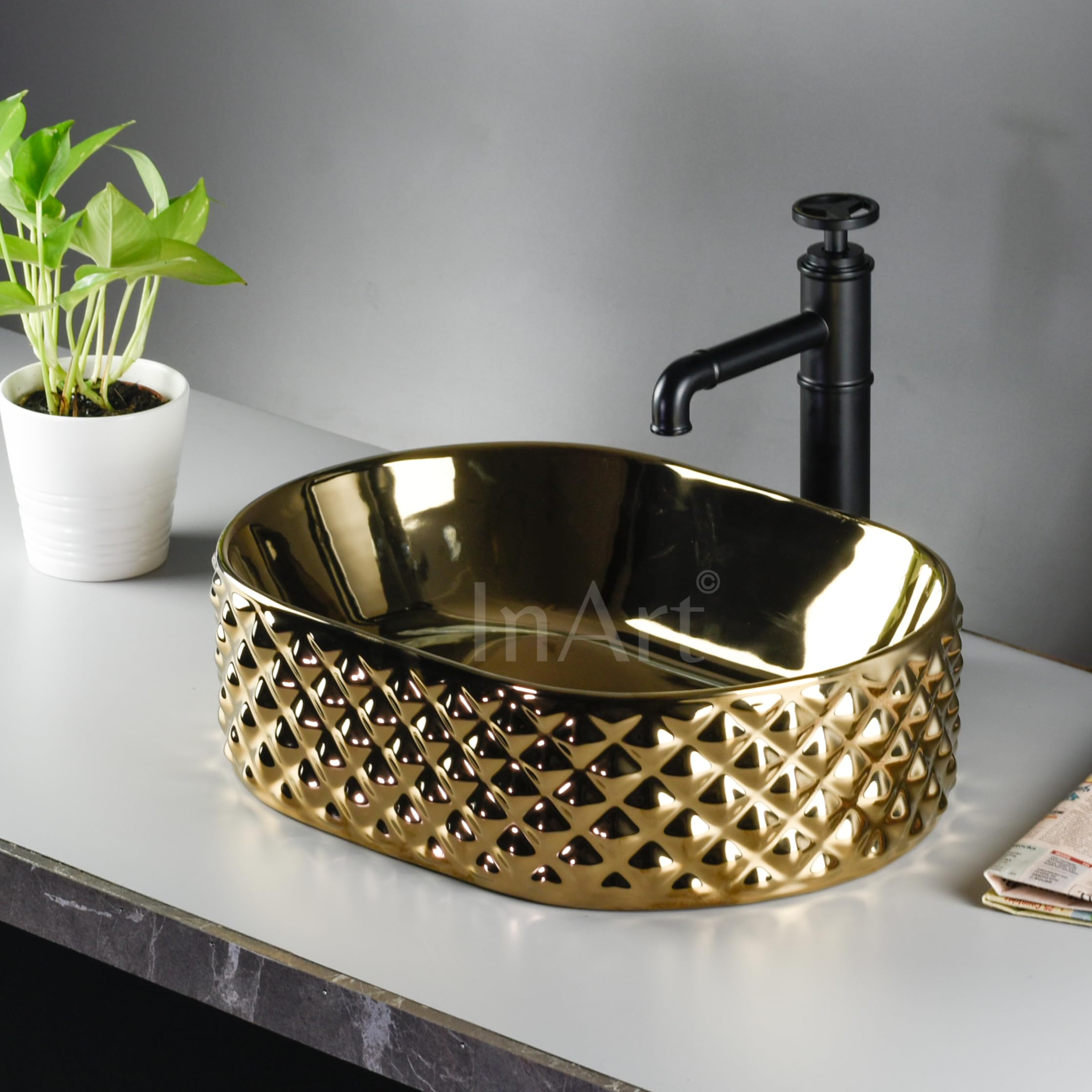 See full amazon price history chart for InArt Designer Gold Ceramic Tabletop Wash Basin 45x34cm, Oval, Glossy Finish, Easy Clean, Elegant for Modern Bathrooms & Kitchens (Gold 19) InArt Designer Gold Ceramic Tabletop Wash Basin 45x34cm, Oval, Glossy Finish, Easy Clean, Elegant for Modern Bathrooms & Kitchens (Gold 19) (B0CW5YB6HN) Amazon Price History, Amazon Price Tracker