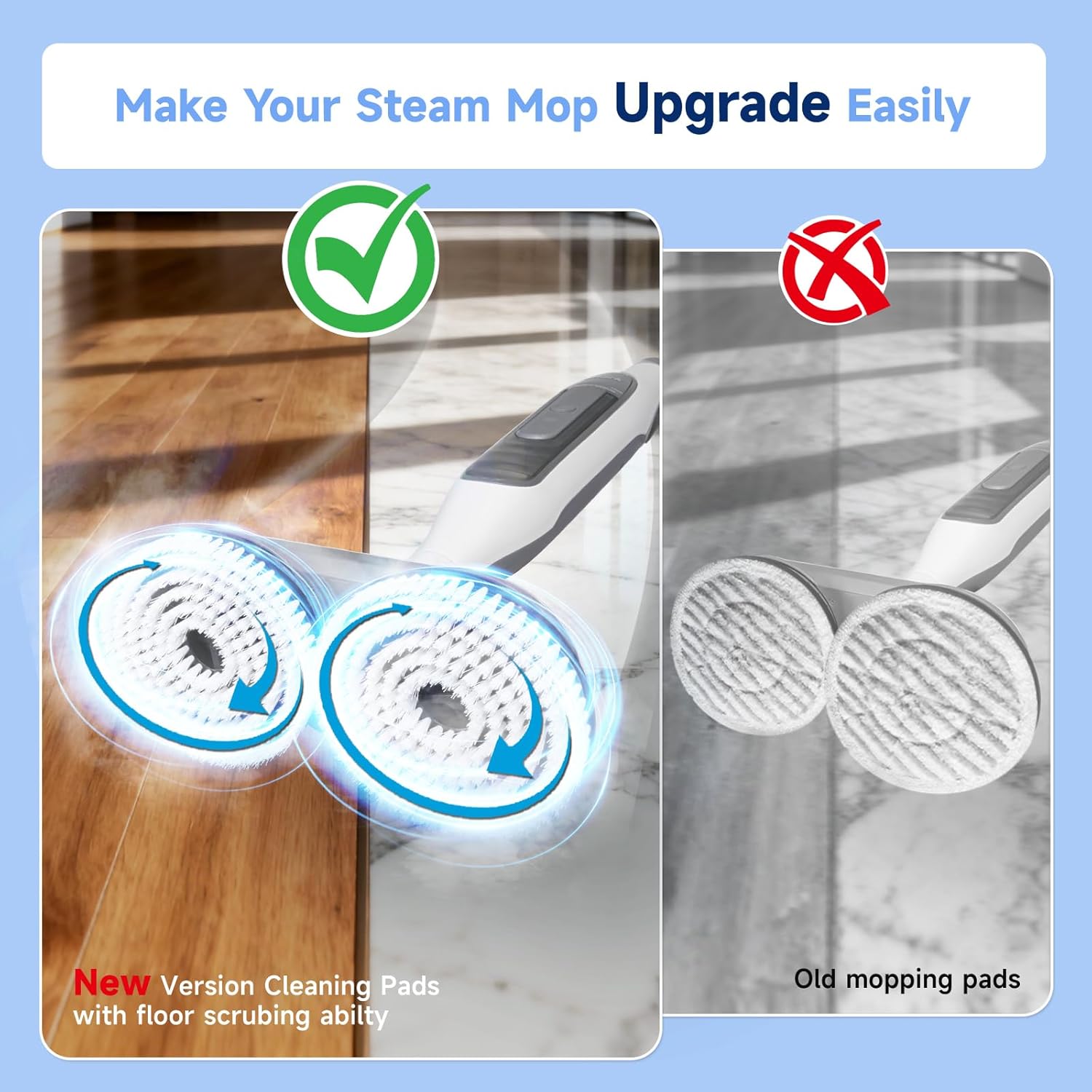 Newly Upgraded Steam Mop Replacement Brush Pads for Shark Steam and Scrub Mop S8201 S8001 S7201 S7000 Series, 4 Count