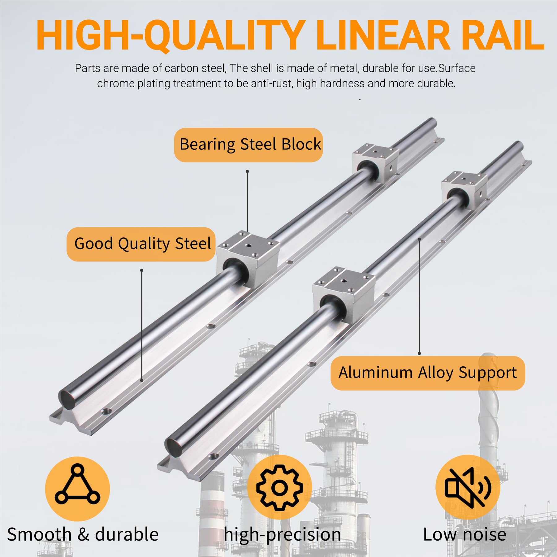 SBR20-800mm Linearschiene Führungsschiene Set 2 Stück 800 mm Linearführungswellen 4 SBR20UU Lagerblöcke