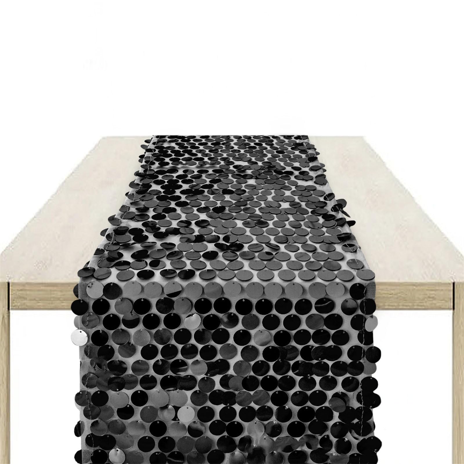 Buxuaaaa Men's Black Luxurious Sequins Table Runner Rectangle Tablecloth Perfect For Underwater Themed Parties Glitters Table Decorations Glitters Tablecloth
