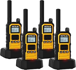 Retevis RB648 Plus Walkie Talkie Dalekiego Zasięgu, Wodoodporne Portofony IP67, 2000 mAh, Typ C, Ręczny Walkie Talkie do Trudnych Warunków (4 Szt. Żółty)