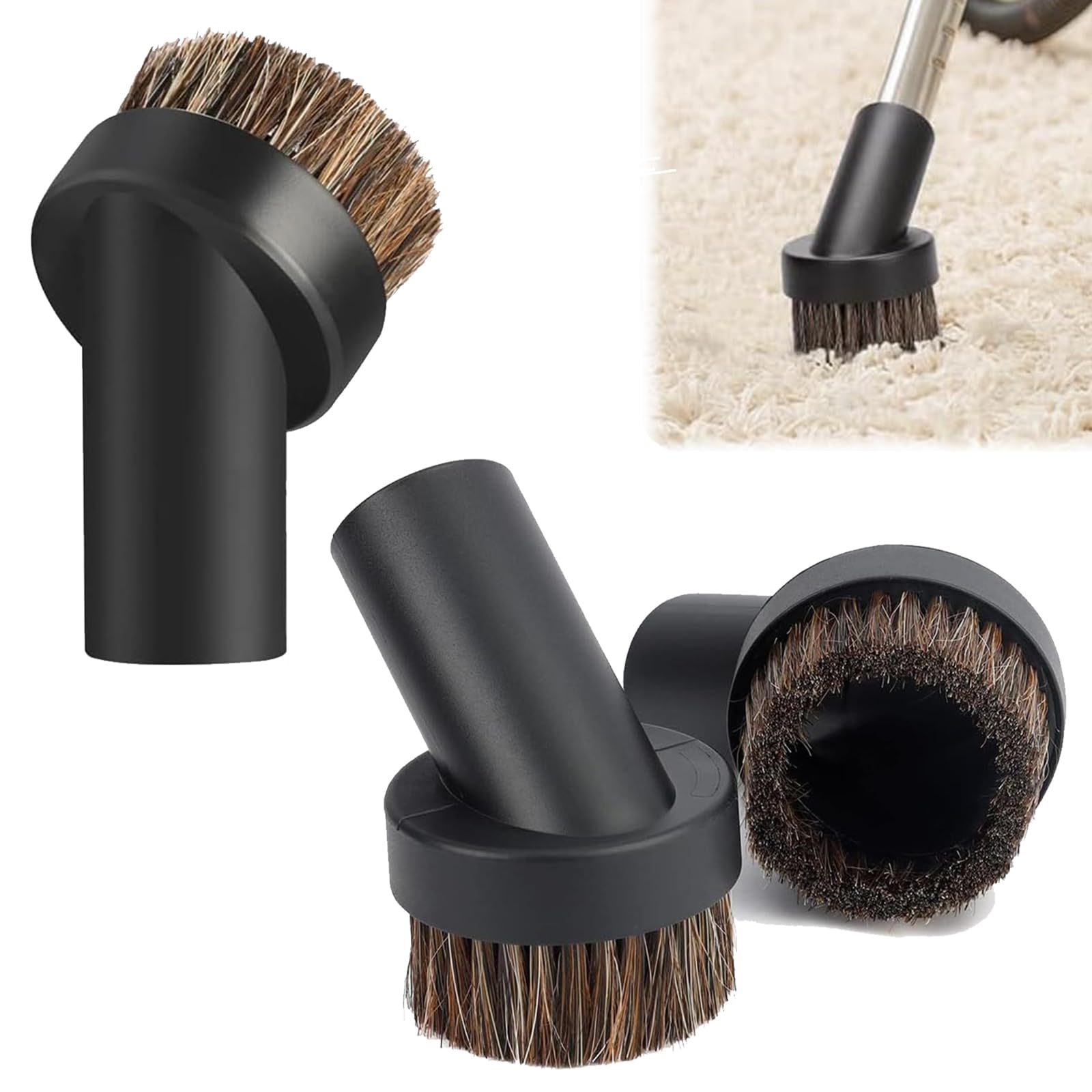 Innovess 3 Pcs Brush Heads for Henry Hoover, 32mm Universal Horse Hair Dusting Brush for Henry, Hetty, James Vacuums, Round Vacuum Attachments for Floor, Carpet, Furniture, Car & Pet Hair Cleaning