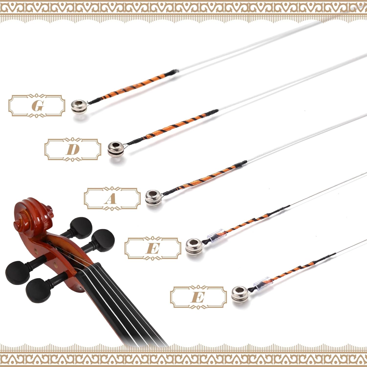 Violin String - Violin Strings 1/4 Full Set (G-D-A-E-E') - Steel Core for Superior Performance - Al-Mg Winding for Enhanced Sound - Violin Accessories