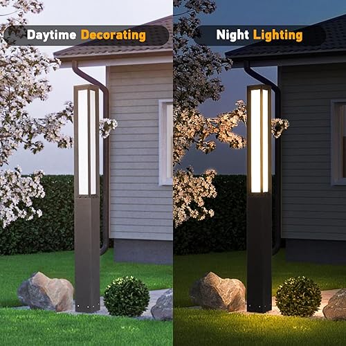 Miniatura 6 de Luz de camino de paisaje de alta 71 pulgadas, LED de lujo moderno al aire libre IP54 impermeable iluminación de bolardo de paisaje para césped,