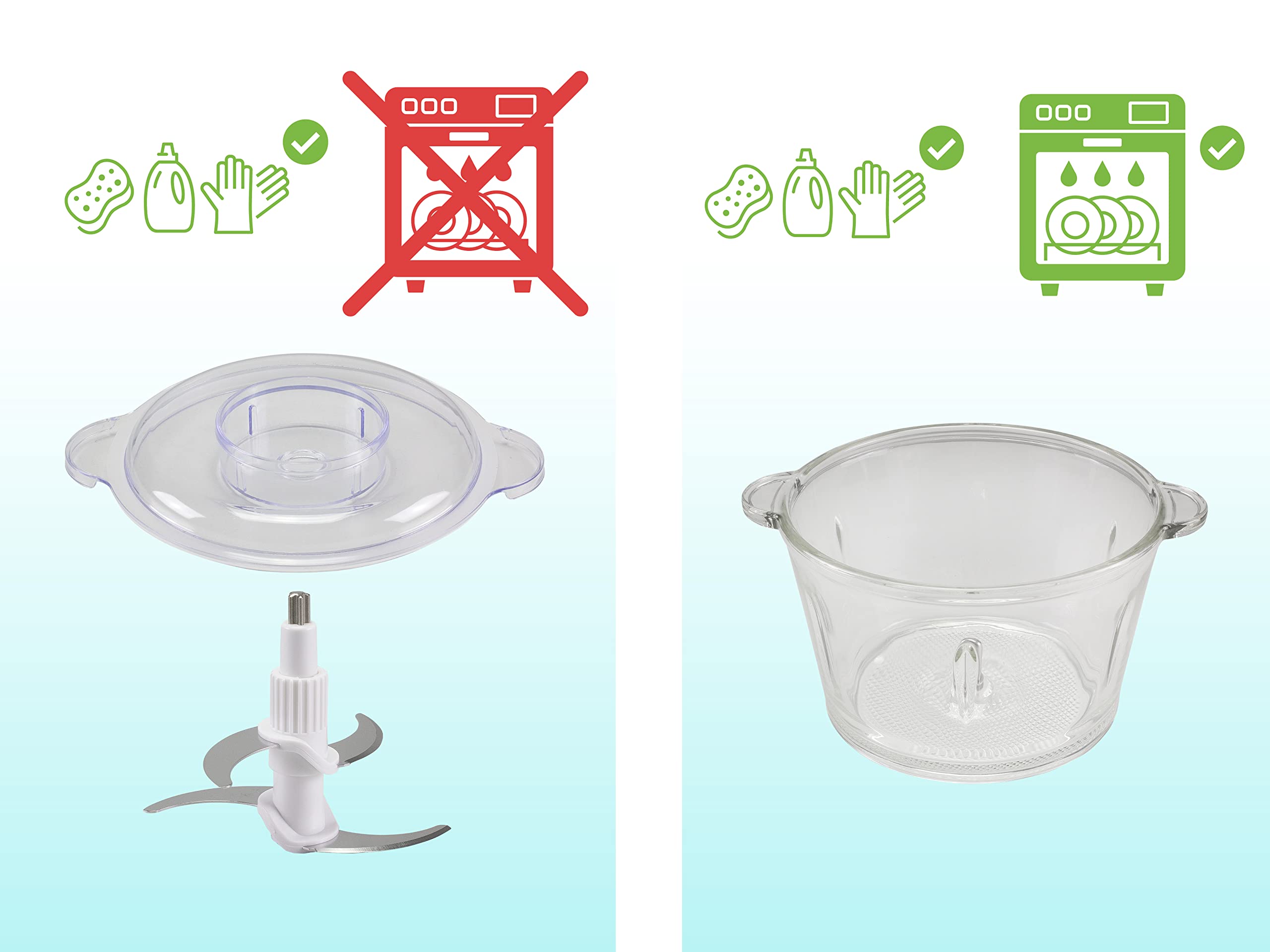 BEPER P102ROB001 Picador de vidrio, Recipiente de vidrio, Cuerpo Abs, Doble par de cuchillas de acero, 2 velocidades, Base antideslizante, Capacidad 1.5L, Gris/Negro