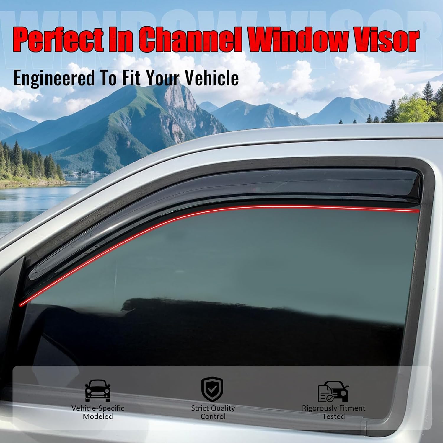 IKON MOTORSPORTS in Channel Window Visors Compatible with 2005-2021 Nissan Frontier Extended Cab, Slim Style Acrylic Smoke Rain Guards, Side Window Wind Deflectors 2PCS