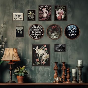 Putuo Decor Gothic Wall Plaque - Stay Weird Hanging Art With Roses - Dark Academia Decor For Bedroom, Bathroom, Living Room