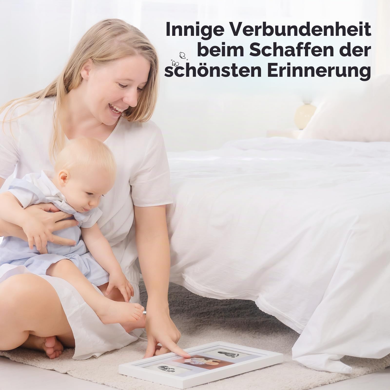 Tintenloses Baby Handabdruck und Fußabdruck set Junge, Mädchen, Neugeborenen-Andenken - No Mess Tintenauflage für Baby Abdruckset, Pfotendruck-Kit fur Dog, Personalisiertes Babygeschenke(Alpine White)