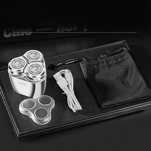 Miniatura 7 de Largner Afeitadoras eléctricas para hombres cuerpo de aleación afeitadora portátil de viaje húmedo y seco afeitadora profunda plateada