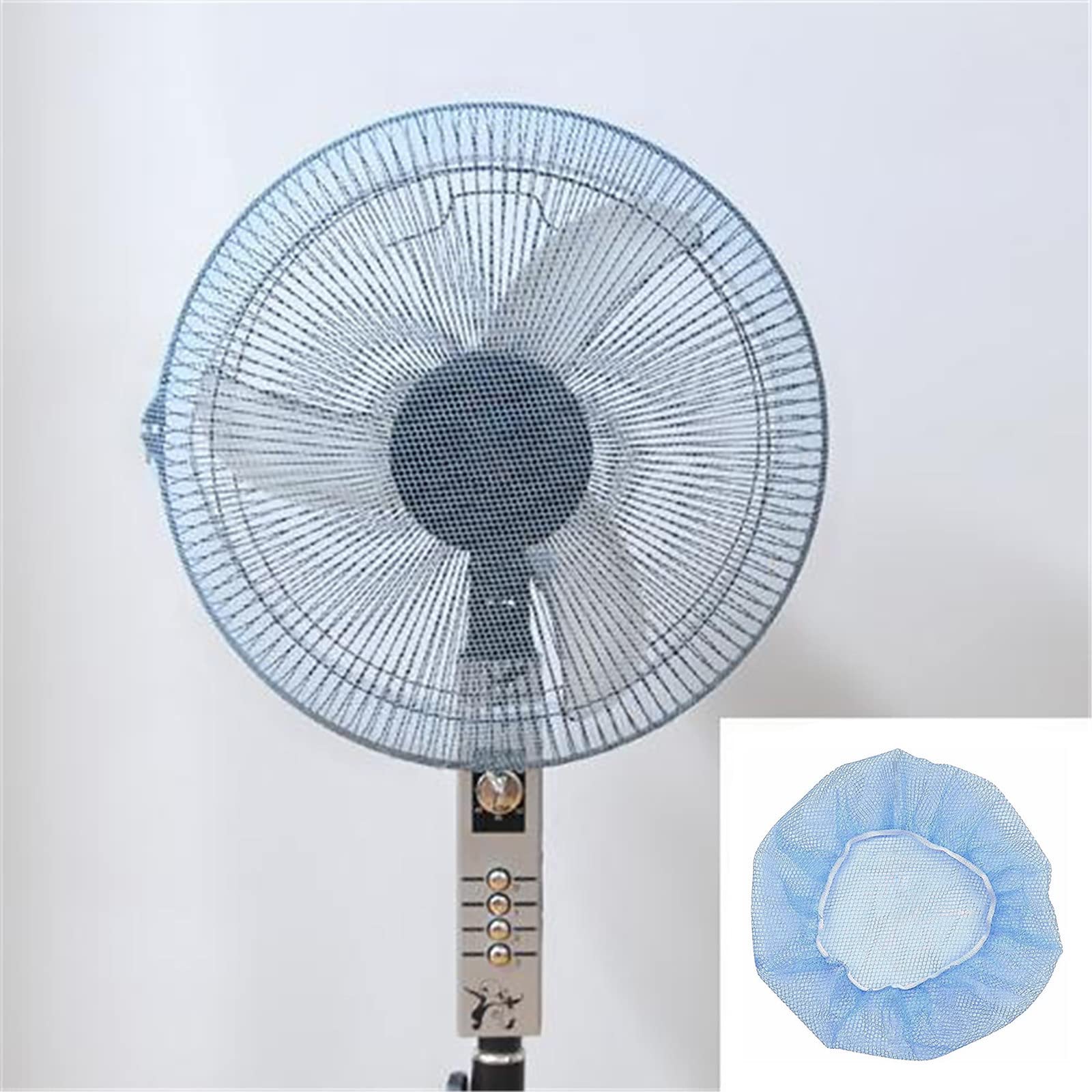 Housse de Sécurité pour Ventilateur avec Filet Anti-Pincement - Protection Enfant et Anti-Poussière pour Ventilateur Électrique d'Été, Maison ou Chambre - Taille Unique (Blue)