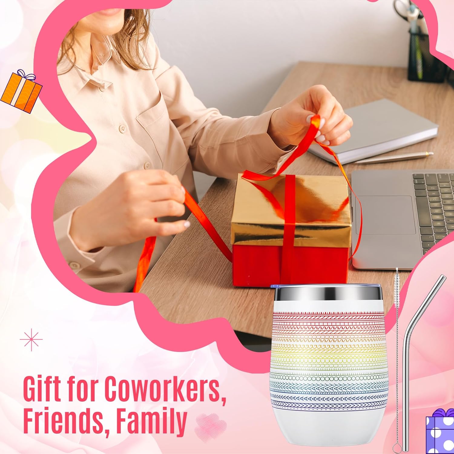 Geiserailie 12 oz Funny Message Coffee Mug Birthday White Elephant Gifts Stainless Steel Mug Insulated Tumblers Wine Cup Gag Gift for Valentines Friends Family Coworkers Christmas(White,Sunshine) - Image 6