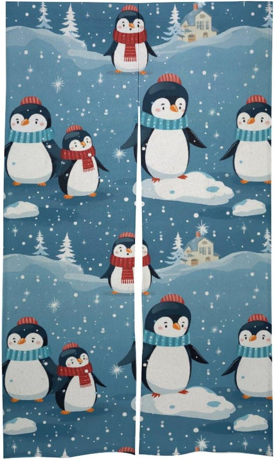 Cute Animals Penguin Door Curtain Blackout Door Cover Curtains Door Screen for Home Accessories