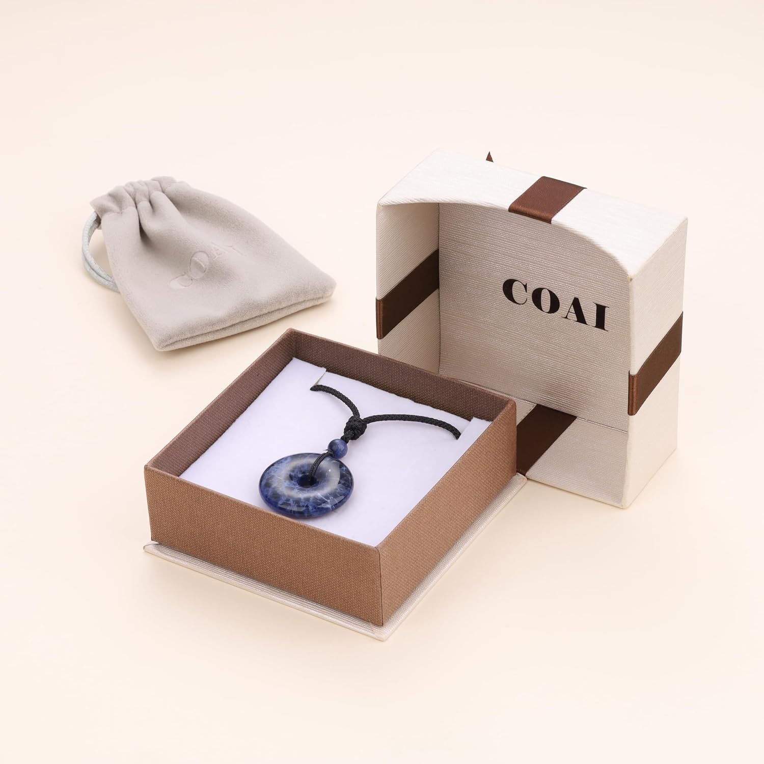 Chinese Donut Pendant Sodalite Crystal Pendant Necklace