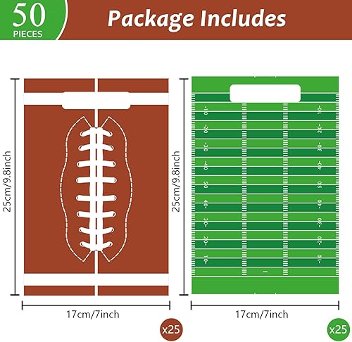 Miniatura 2 de chiazllta 50 bolsas de plástico para fiestas de fútbol, bolsas de regalo para deportes de rugby, bolsas de regalo, decoraciones para el día del