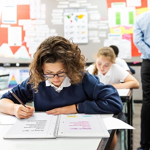 Miniatura 8 de SUNEE Cuaderno de espiral, 1 materia, papel rayado universitario, 8 x 10-12 pulgadas, 100 hojas por cuaderno, papel perforado de 3 agujeros,