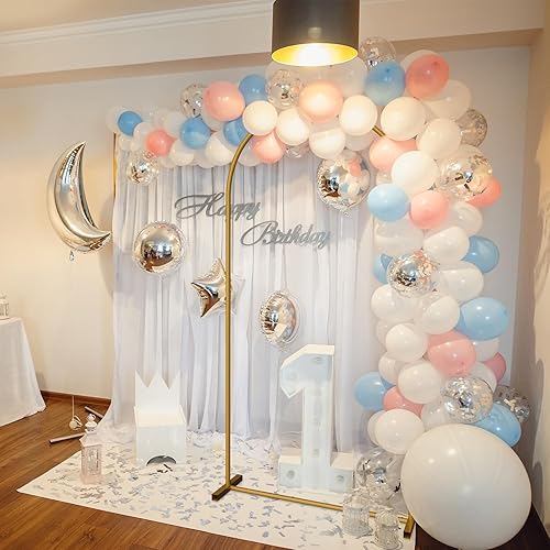 Miniatura 7 de Soporte de arco de metal de 7.2 pies, marco arqueado de globos, marco de arco abierto con base para telón de fondo para ceremonias, fiestas,