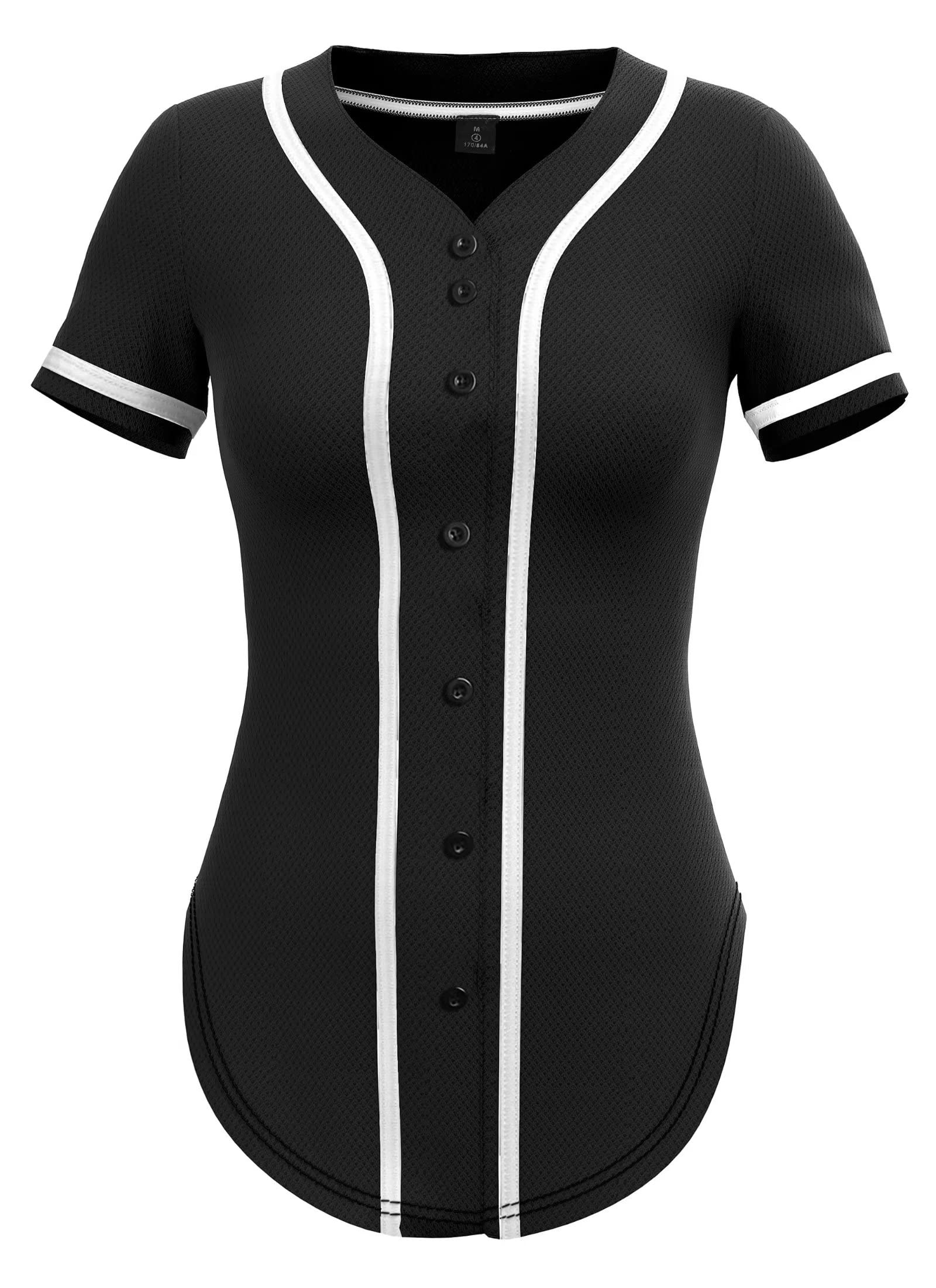 DHSPKNWomens Baseball Jersey Button Down Blank Plain Softball Jersey Short Sleeve Hip Hop Shirt Active Team Sports Uniforms